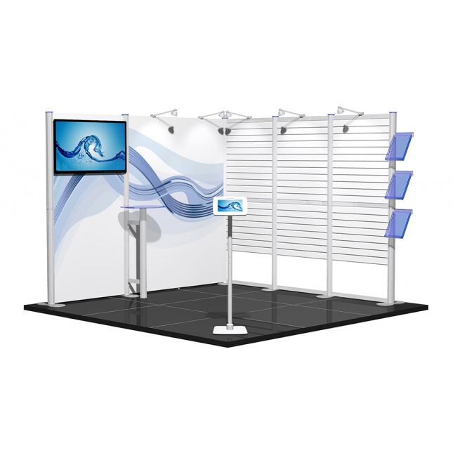 3m x 3m Centro Modular Exhibition Stand with AV and Slat Wall