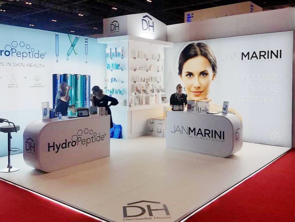 Jan Marini and Hydro Peptide lightbox exhibition stand