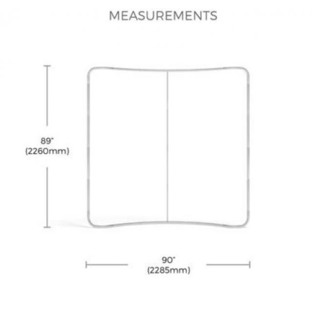 2.3m curve plus fabric display stand dimensions