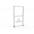 Social distancing screen with printed panel and clear acrylic panel