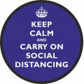 Keep Calm and Carry on Floor Sticker in Blue for Social Distancing