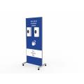 Wheeled hand sanitiser station with double automatic dispensers