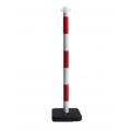 Red and white post and base for barrier set
