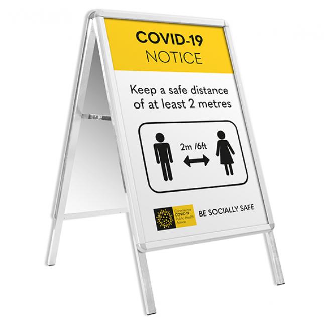 A Frame Pavement Sign COVID-19