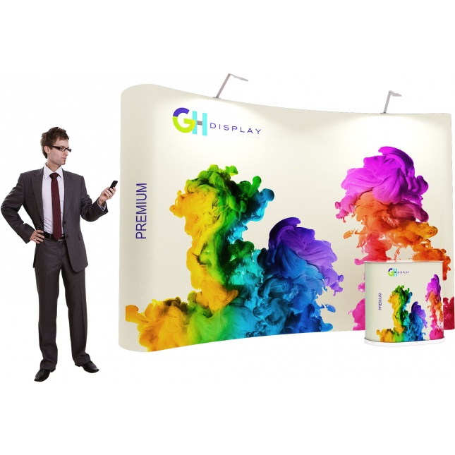 Premium 3x4 curved pop up display stand
